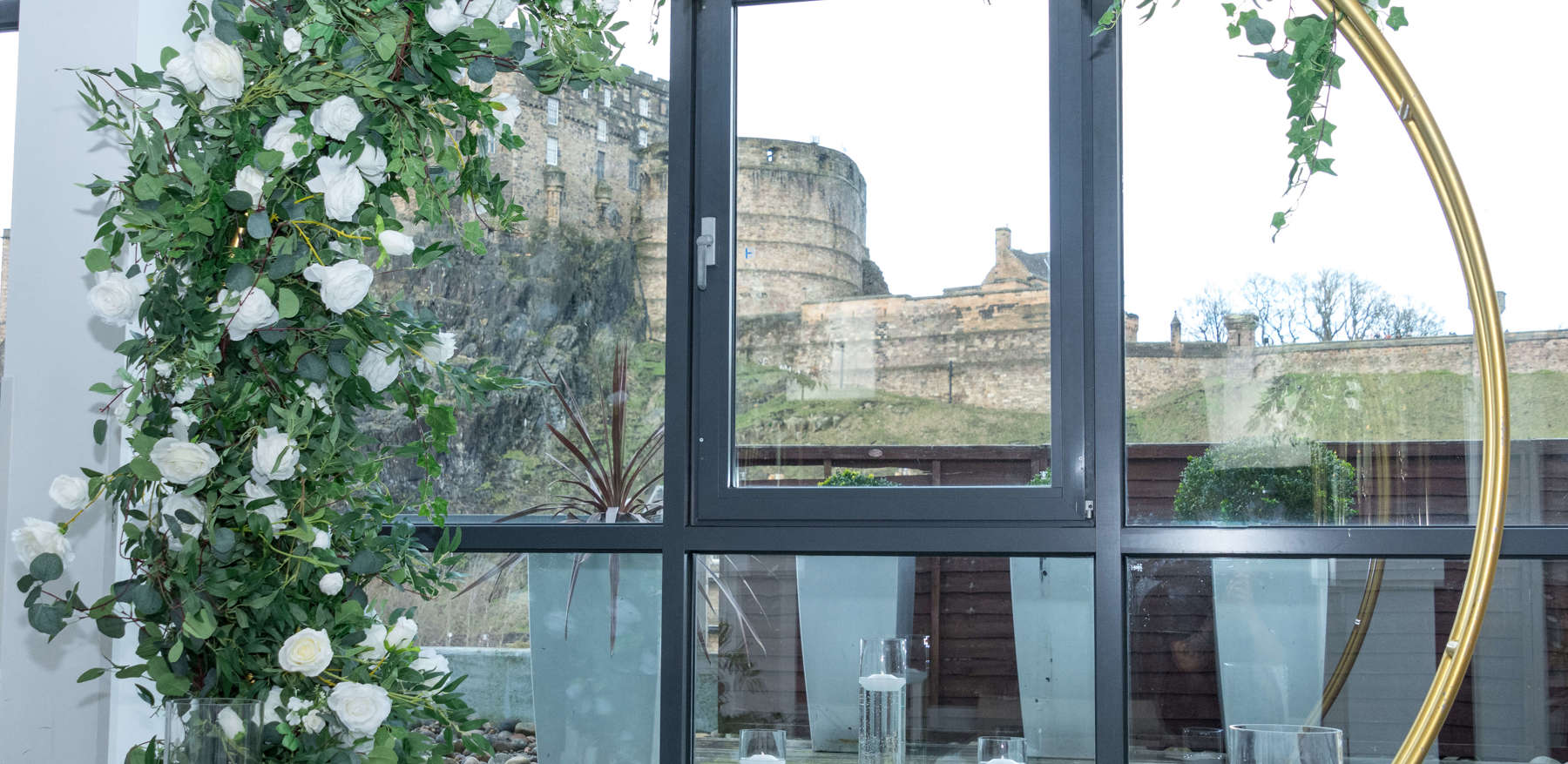 Wedding Ceremony Display With Castle Views