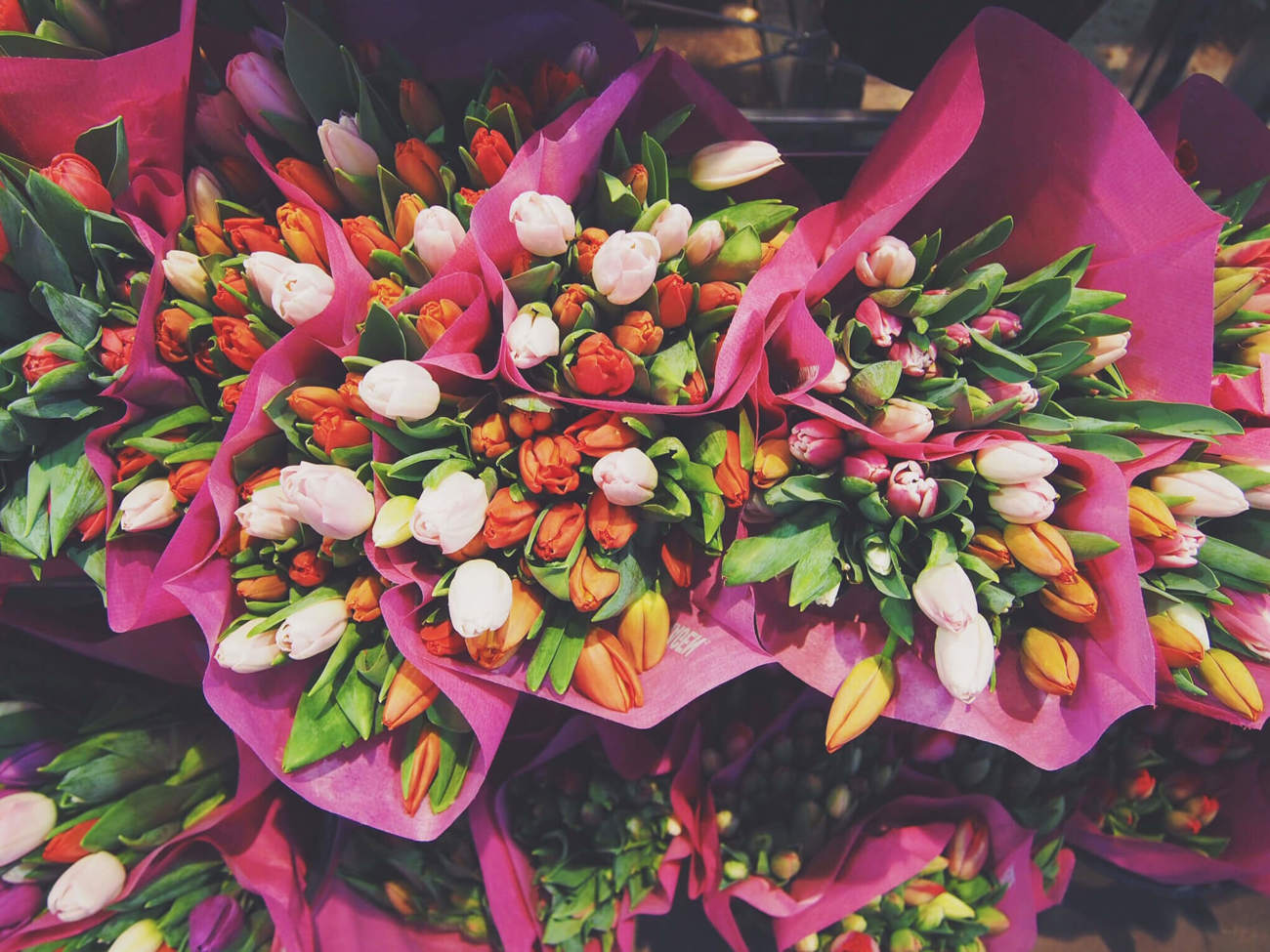Assortment of flowers at market