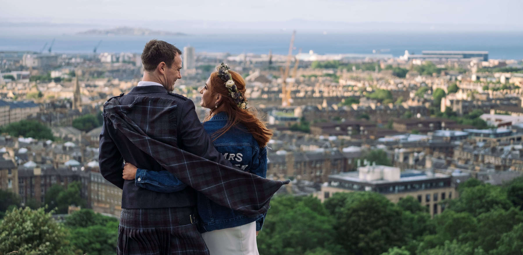 Newly Wed Couple Overlooking Calton Hill