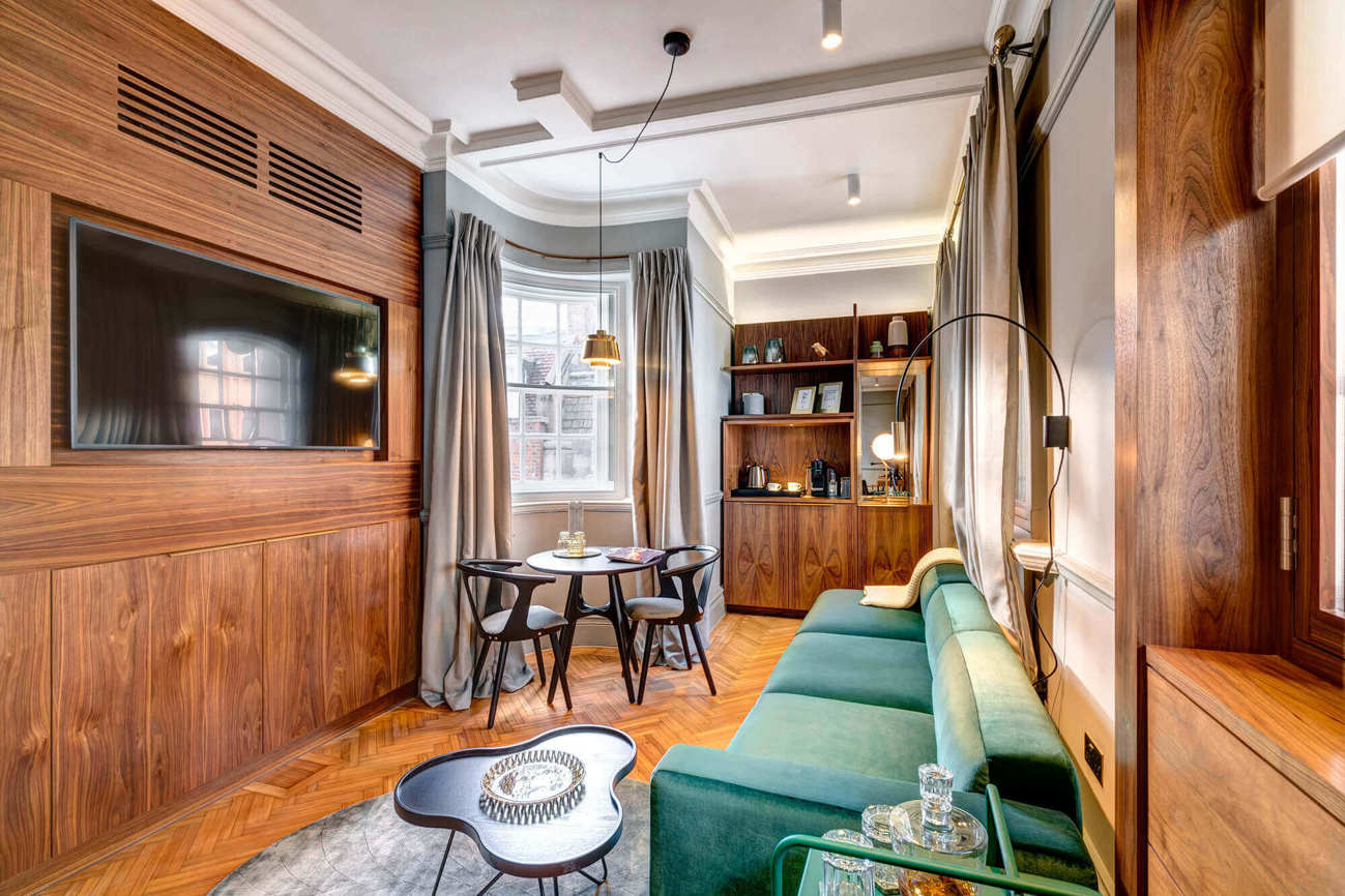 Grand Suite living area at Apex Temple Court Hotel