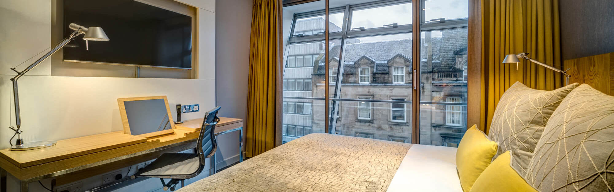 Standard Room at Apex City of Glasgow Hotel with large window and view