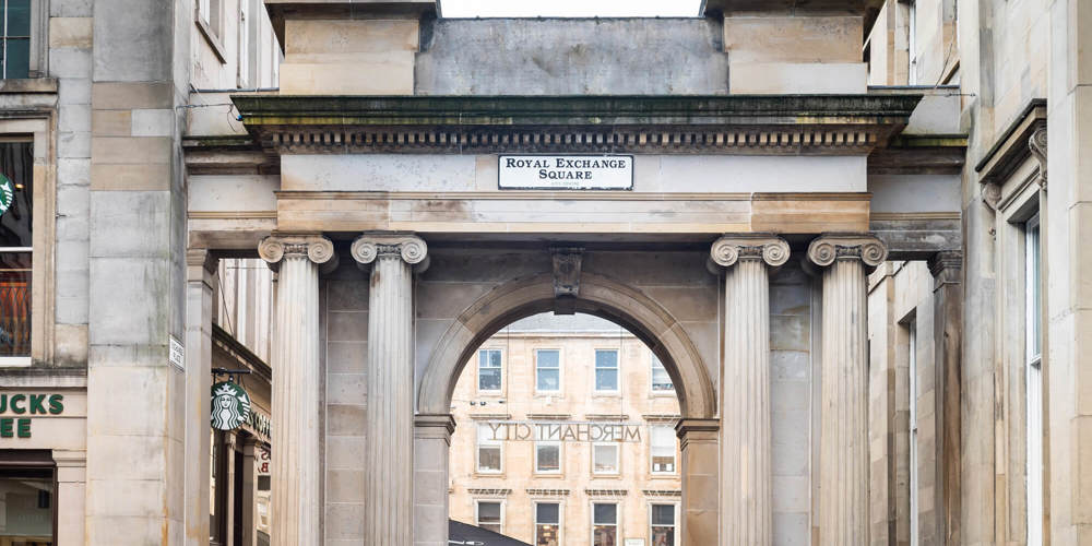 Royal Exchange Square archway in Glasgow