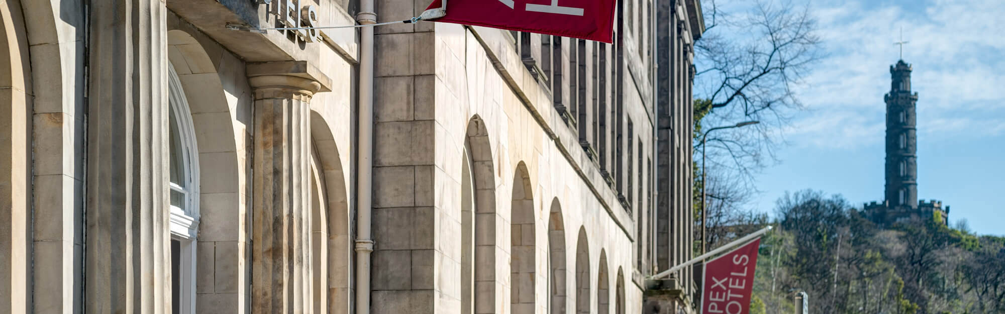 Apex Hotels banner outside of Apex Waterloo Place Hotel