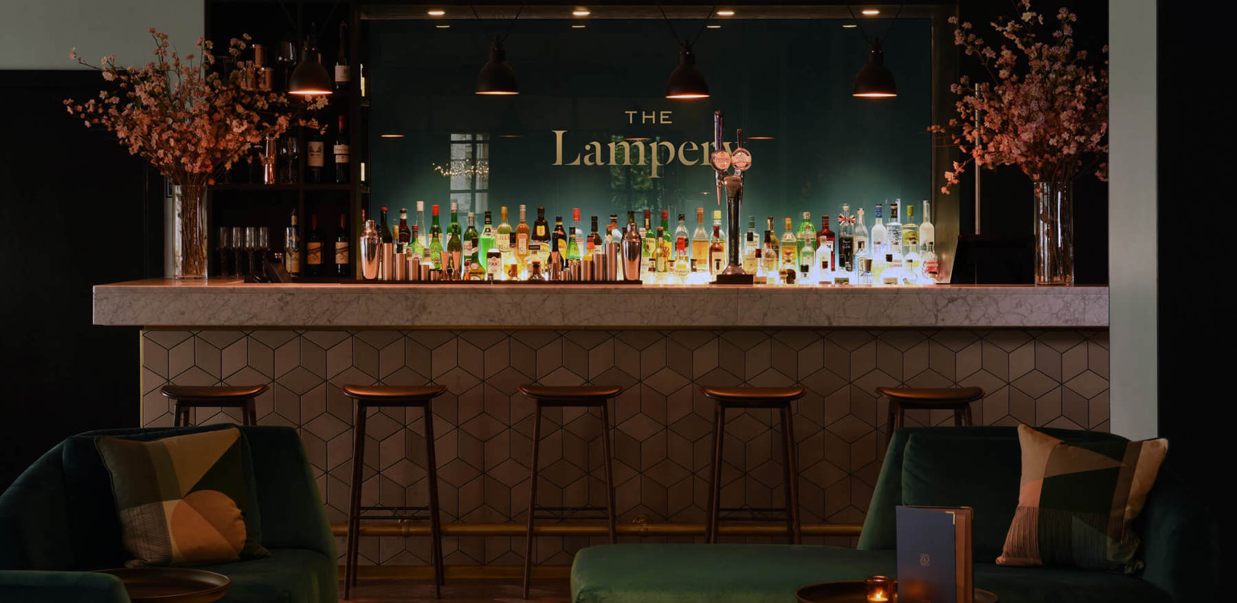 Fancy Bar Area In Evening