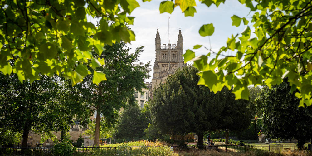 Bath Abbey seen through trees