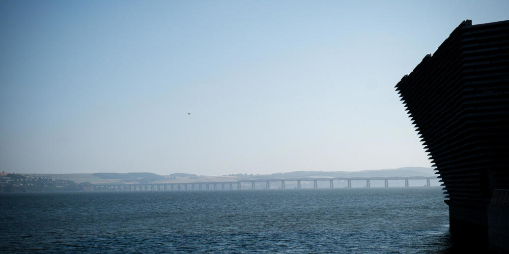 View of Tay Bridge and side of the V&A Dundee museum