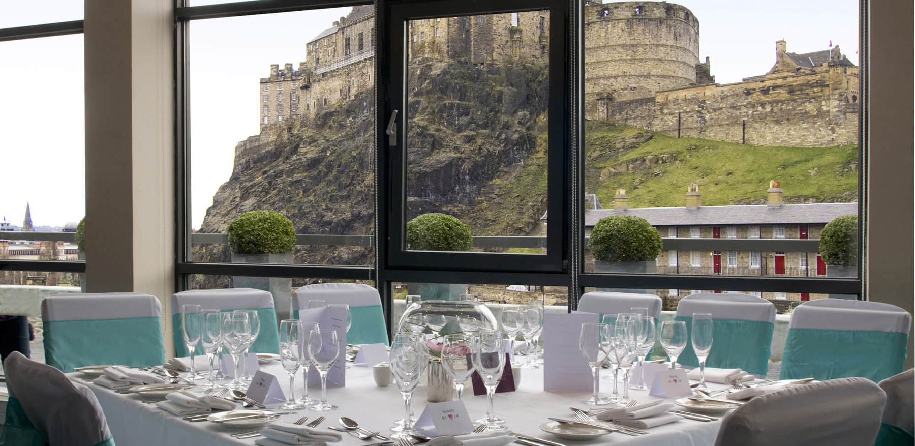Wedding Venue Setup With Castle Views